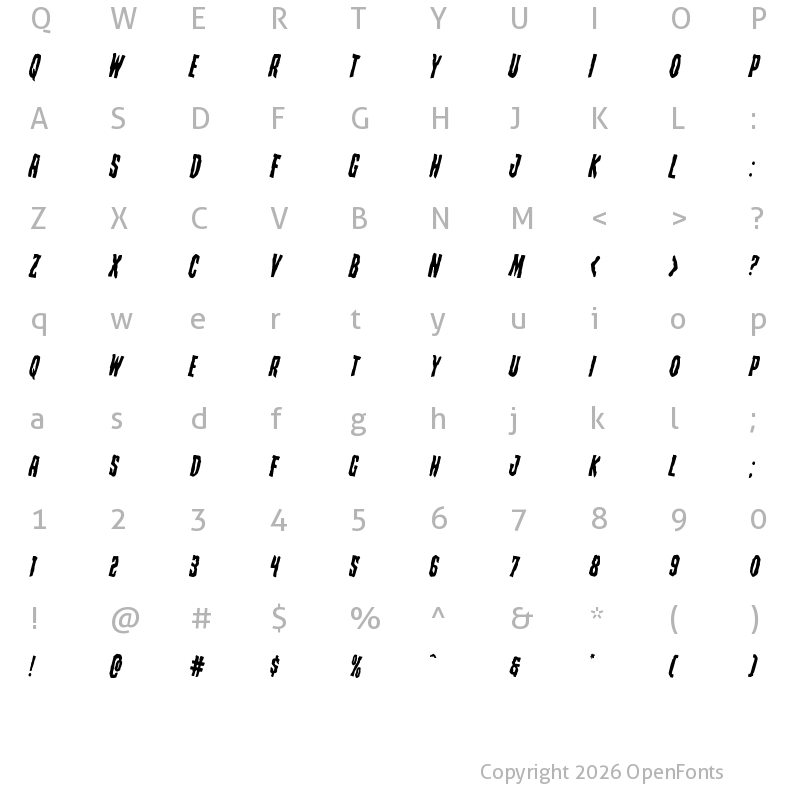 Character Map of Creepy Crawlers Rotated Regular