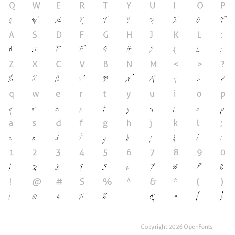 Character Map of Creepygirl LightOblique