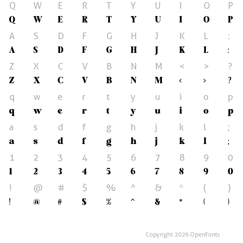 Character Map of Cresing Regular