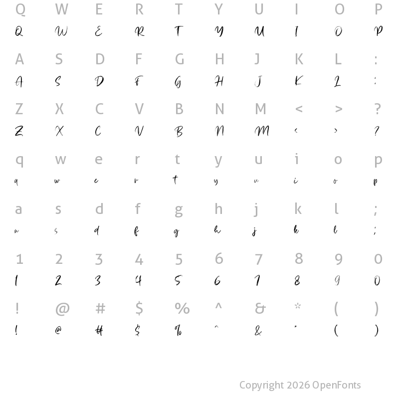 Character Map of Creslina Regular