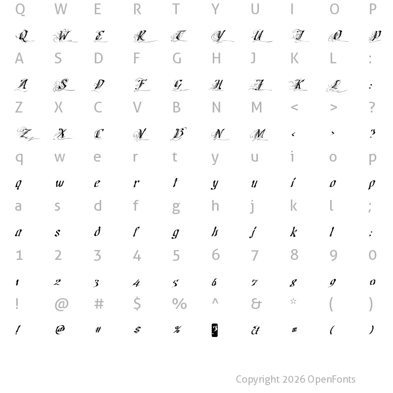 Character Map of Cretino Regular