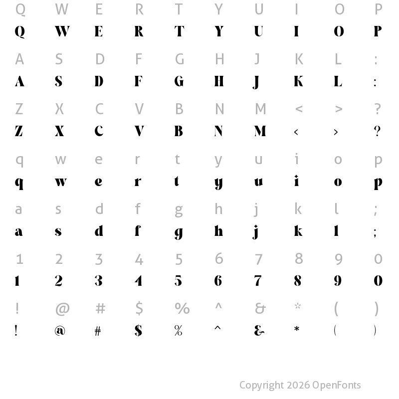 Character Map of Crima Regular