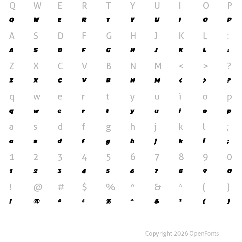 Character Map of Crimewave BB Italic