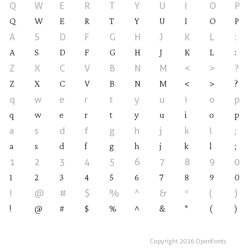 Character Map of Crimson Pro ExtraLight