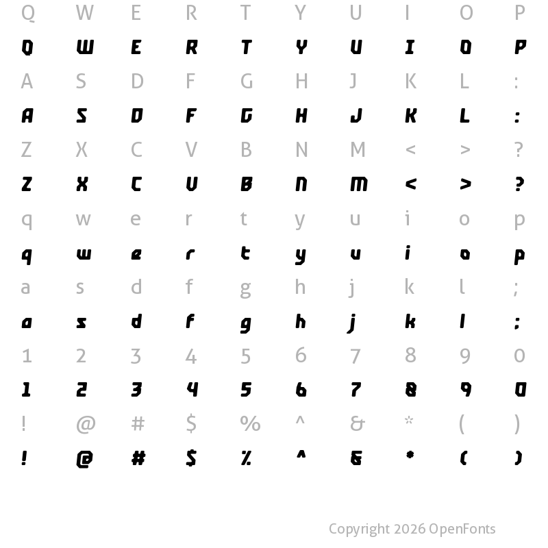 Character Map of Crimstone Rounded Italic