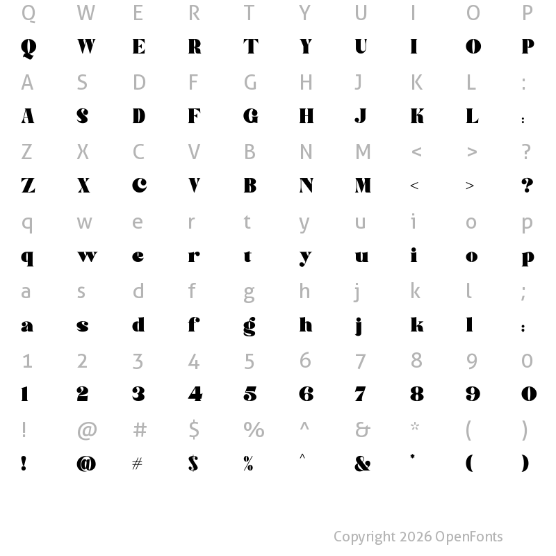 Character Map of croc Regular