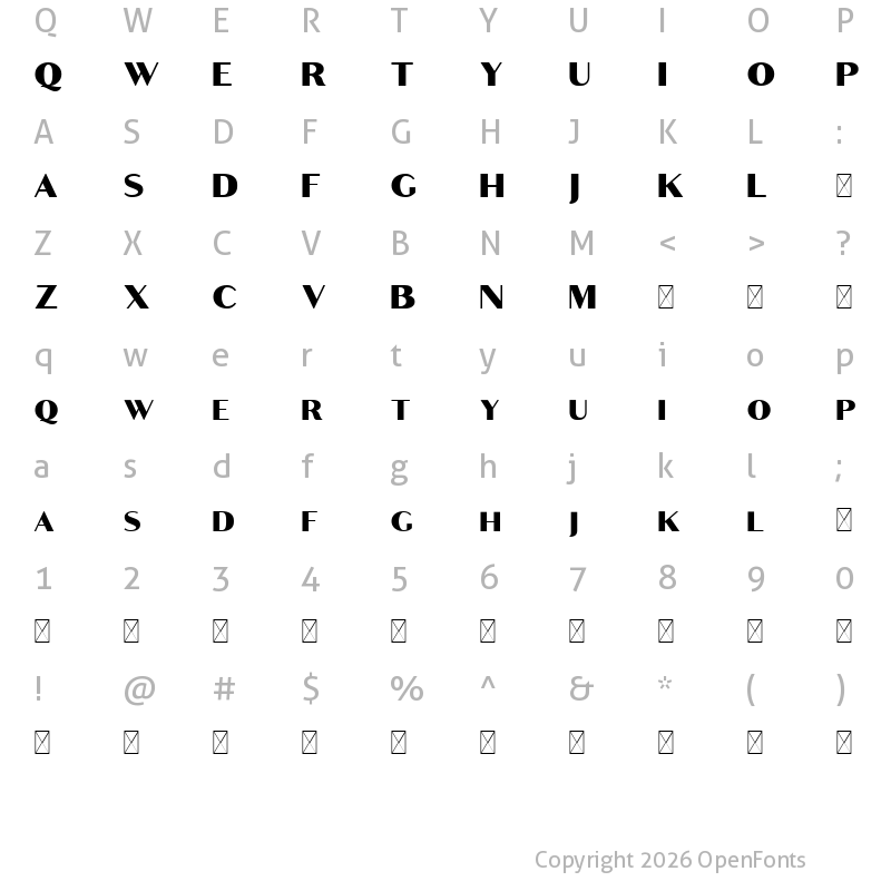 Character Map of Croco Free Regular
