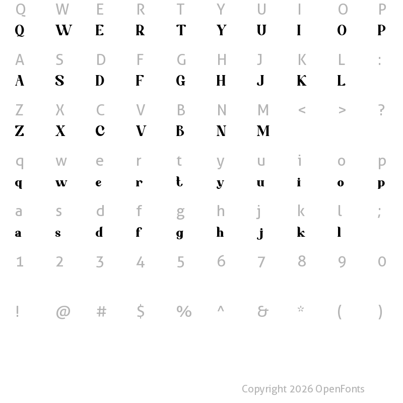Character Map of Croist Regular