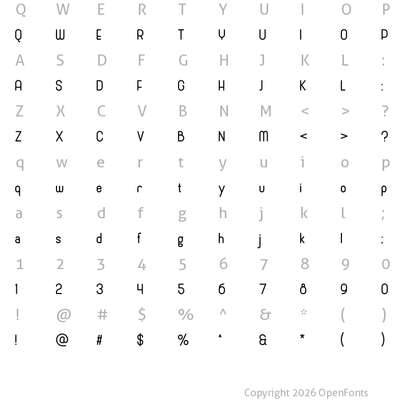Character Map of Cronus Round Regular