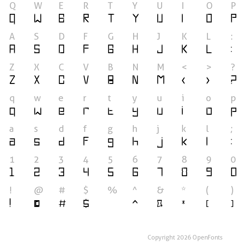 Character Map of Cross Screw Regular