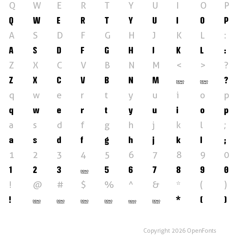 Character Map of Crossfit Demo Bold