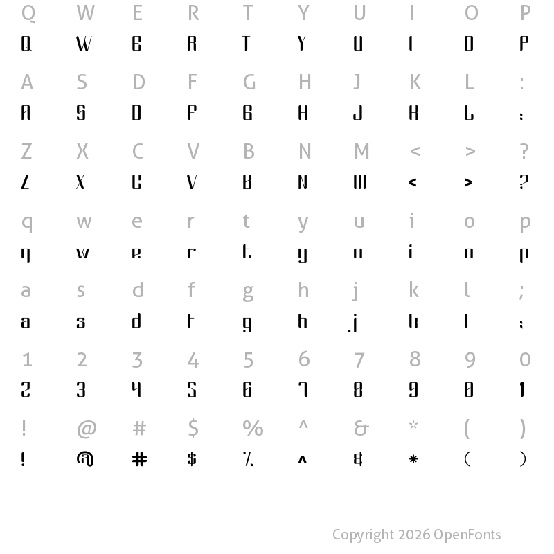 Character Map of CROSVER Regular