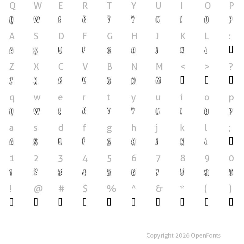 Character Map of Crotchrot Regular