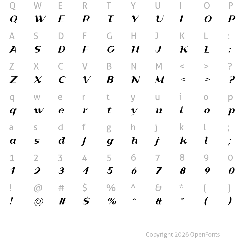 Character Map of Crox Poster Italic