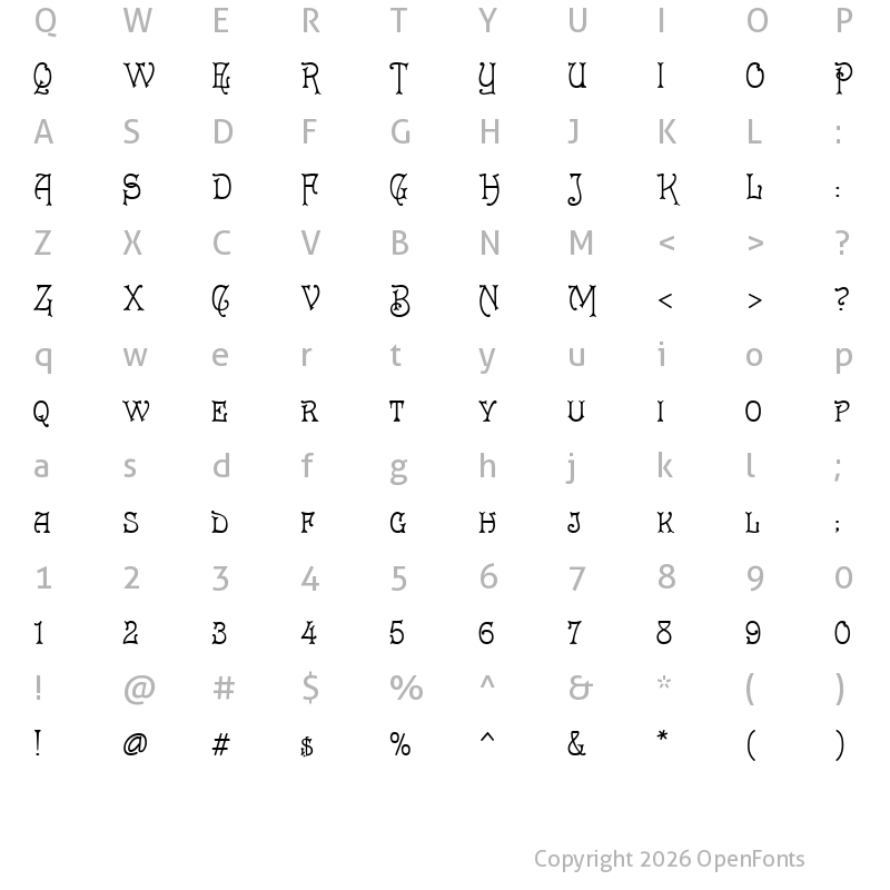 Character Map of Cruickshank Regular