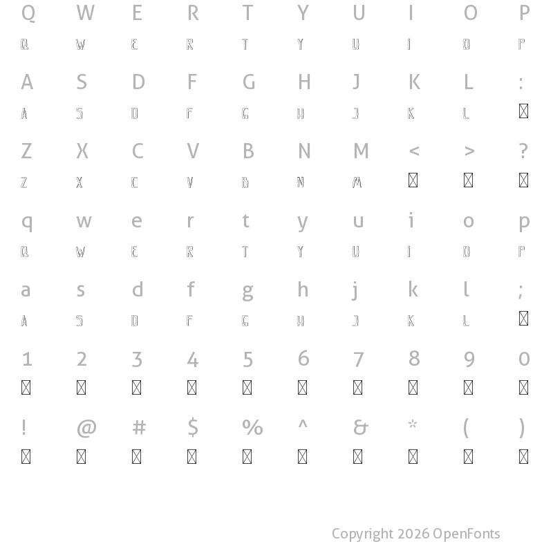 Character Map of Crumpled Letter Demo Shadow