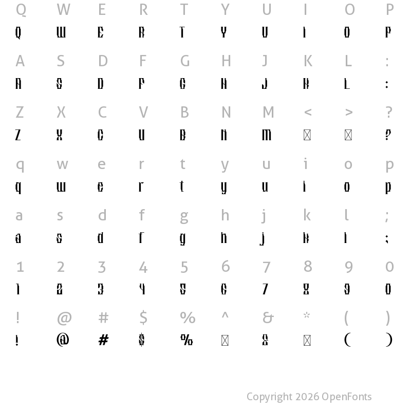 Character Map of Crused Abaddon Regular
