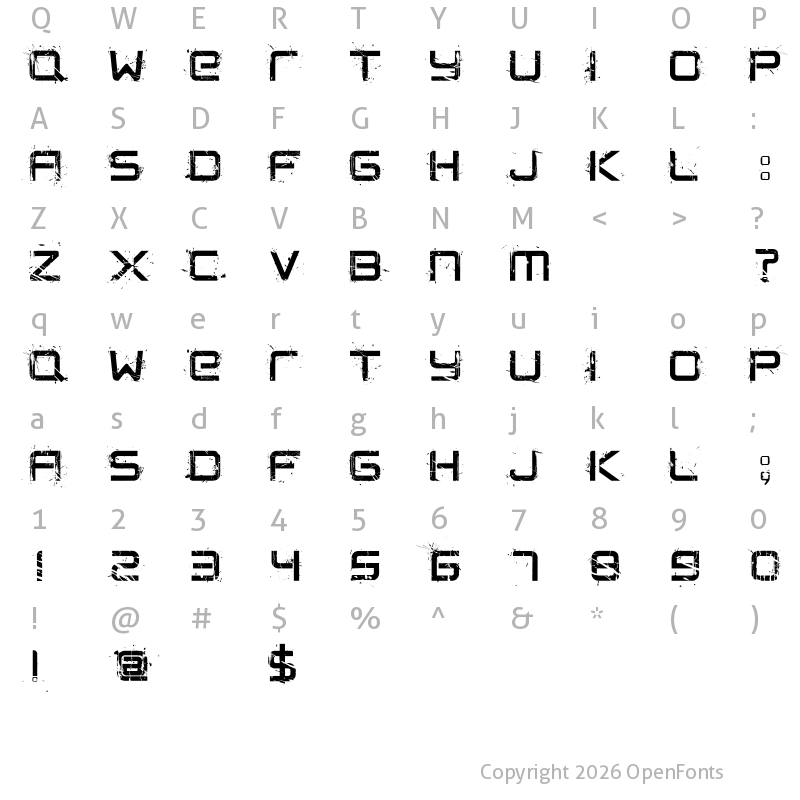 Character Map of CRUSHED Regular