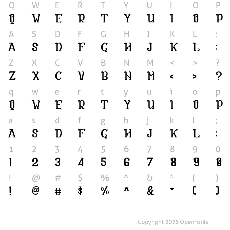 Character Map of CS Rosalia Regular