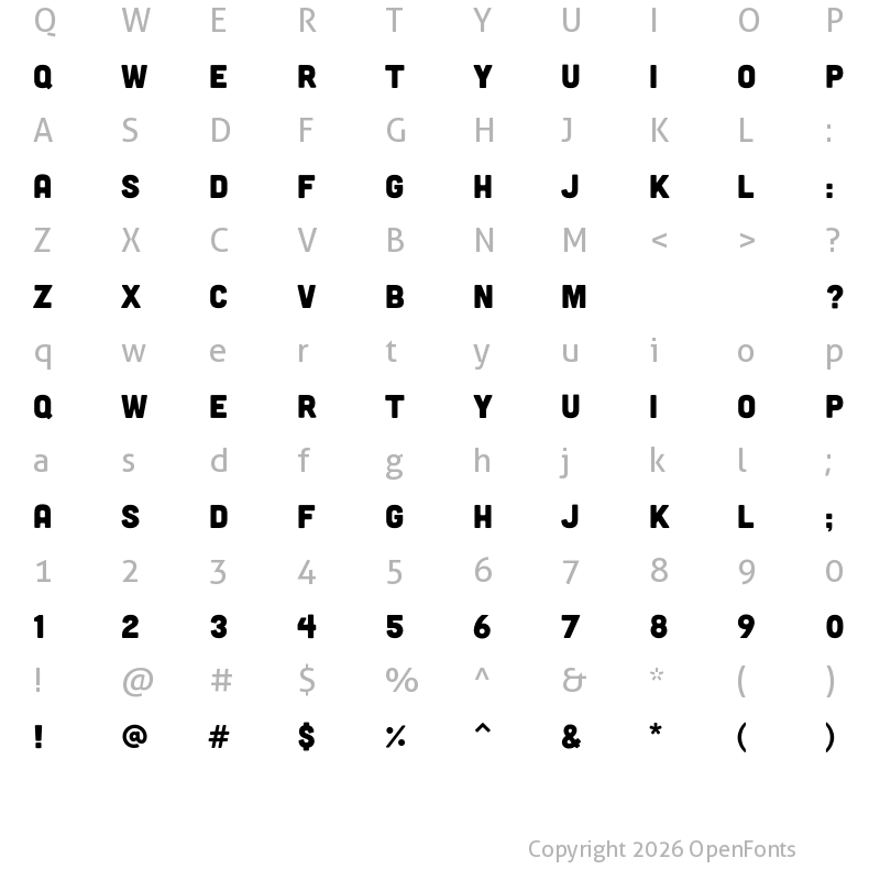 Character Map of Cubano Regular