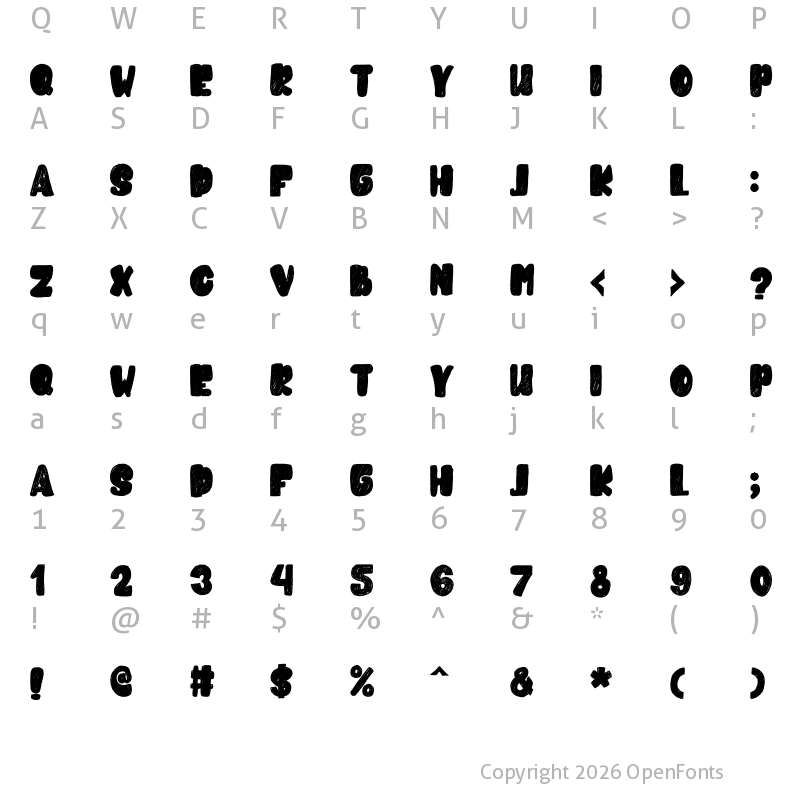 Character Map of Cubby Brush Regular