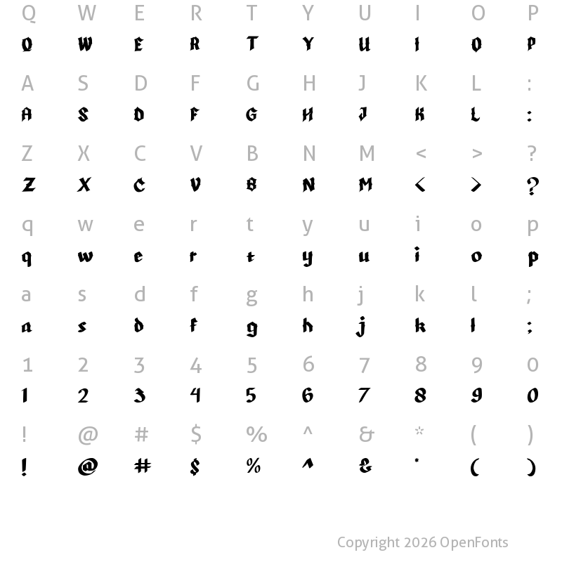 Character Map of Cunigund Regular