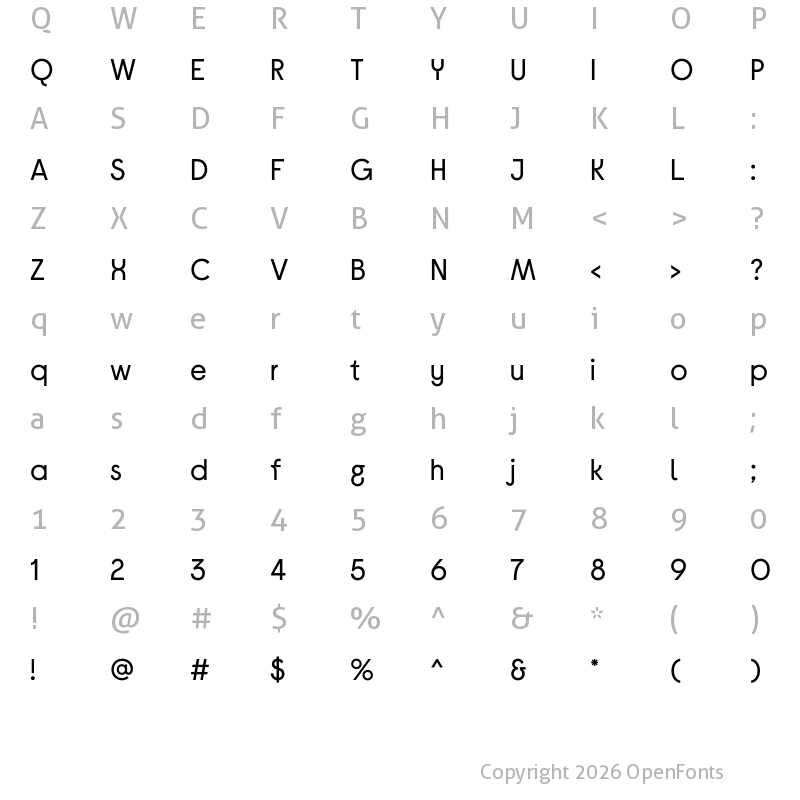 Character Map of Currys Sans Book