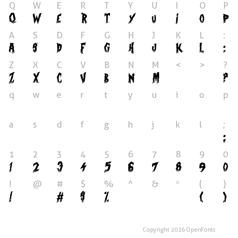Character Map of Curse of the Zombie Regular