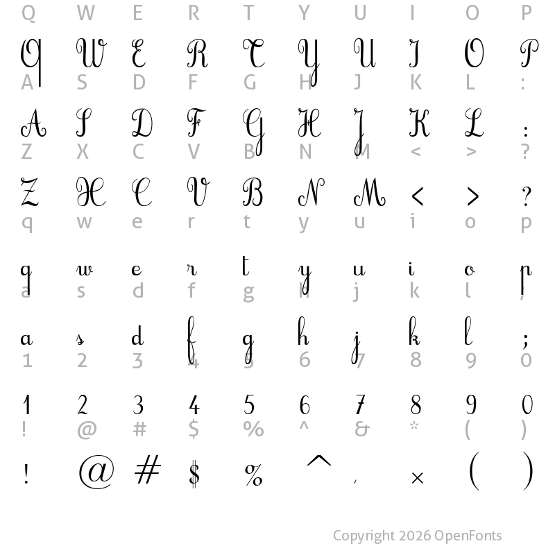Character Map of Cursif Regular