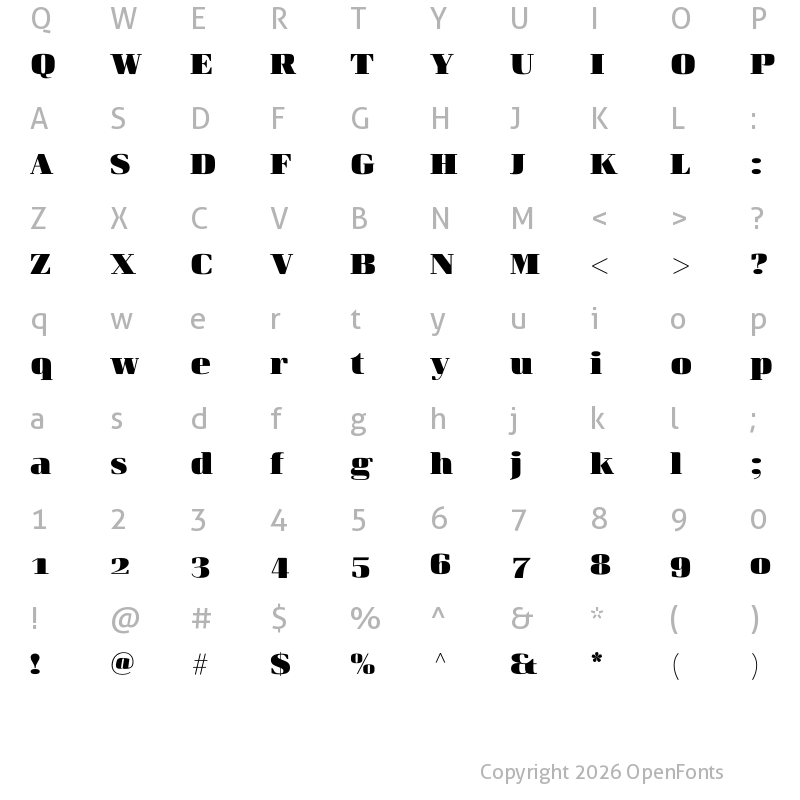 Character Map of Curve UltraBold
