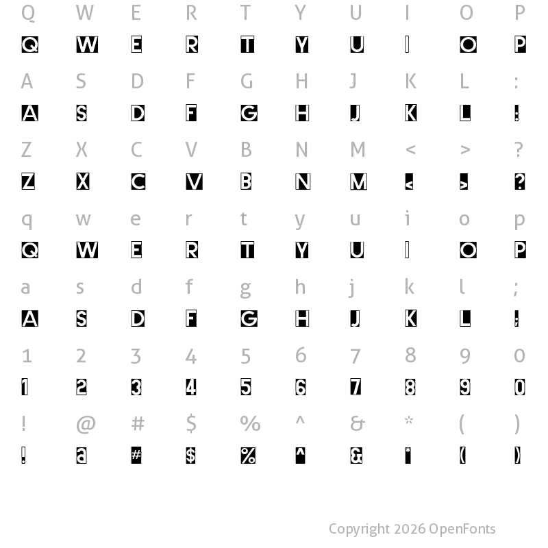Character Map of Cut Me Out 3 Regular