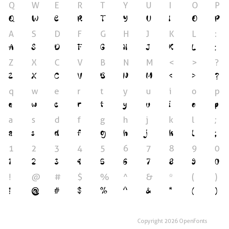 Character Map of Cute Bubble Regular