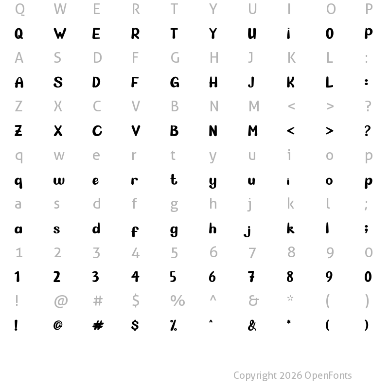 Character Map of CUTE FROG Regular