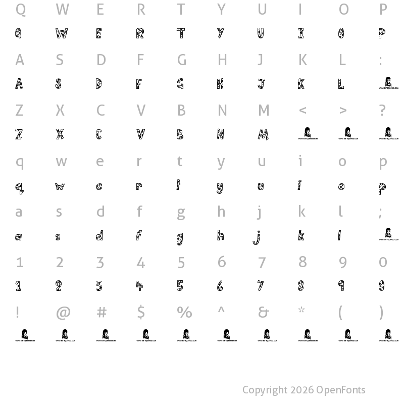 Character Map of Cutie Pie Regular