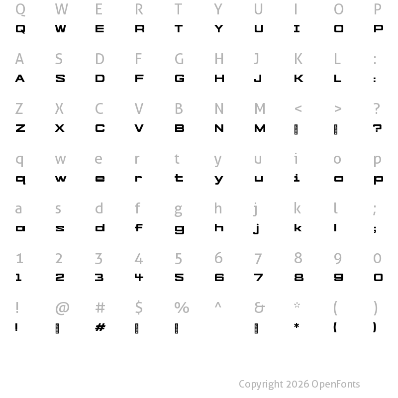 Character Map of CYBER FREIGHT Normal