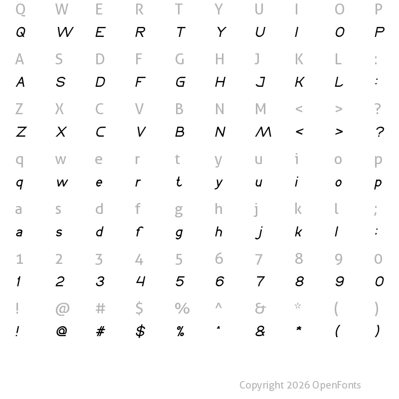 Character Map of CYCLE Italic
