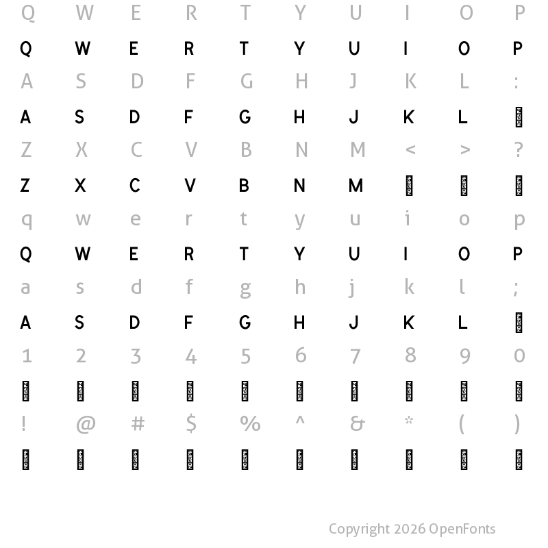 Character Map of Cymbria Bold