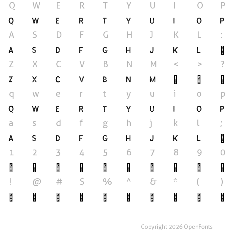 Character Map of Cymbria Bold Textured