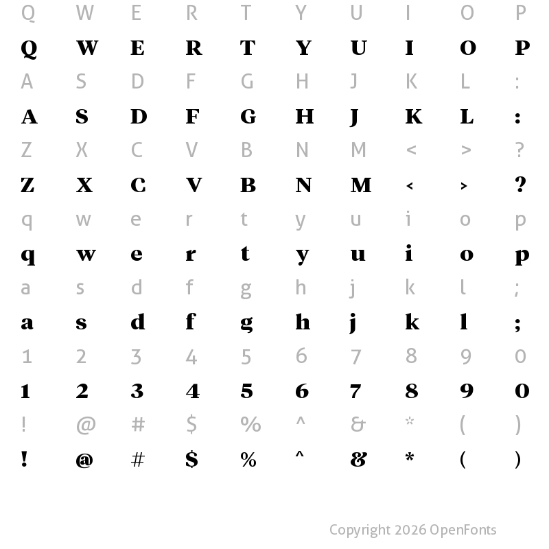 Character Map of Cysan Regular