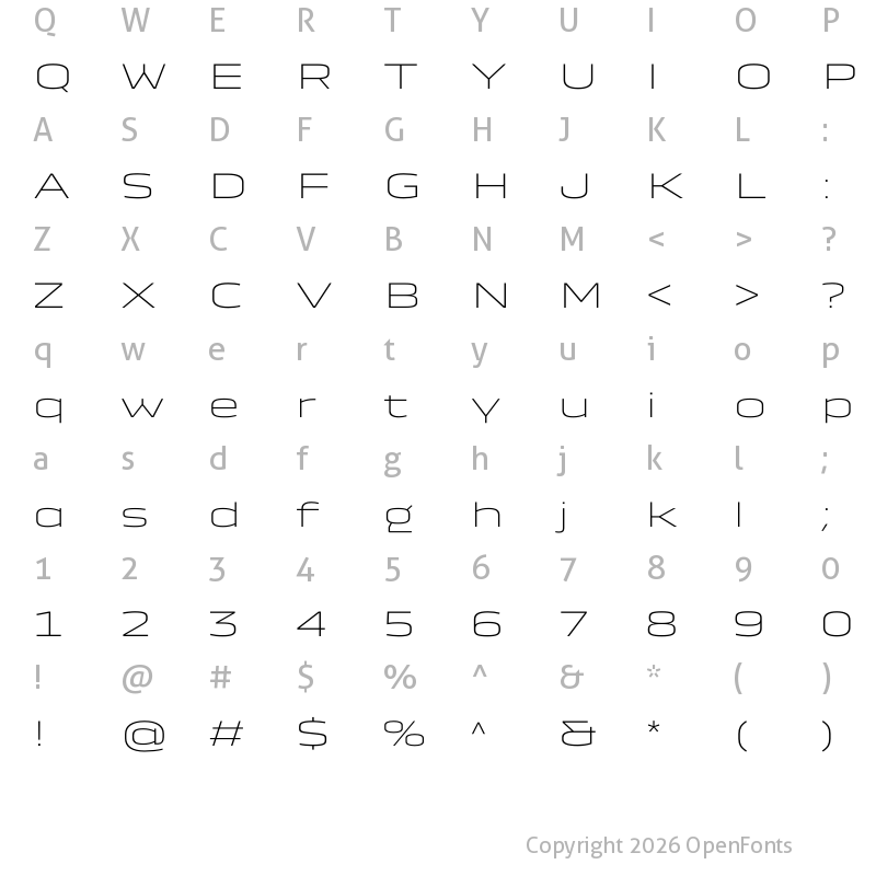 Character Map of Dacia Block Extended Light