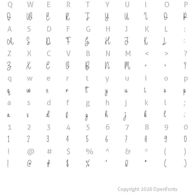 Character Map of Daddy Bee Regular