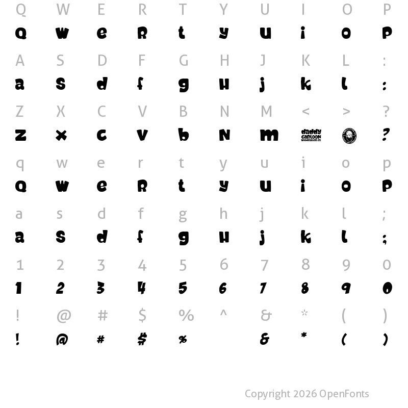Character Map of Daddy Cartoon Regular
