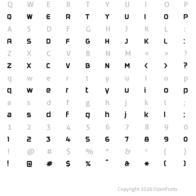 Character Map of DAGGERSQUARE Regular