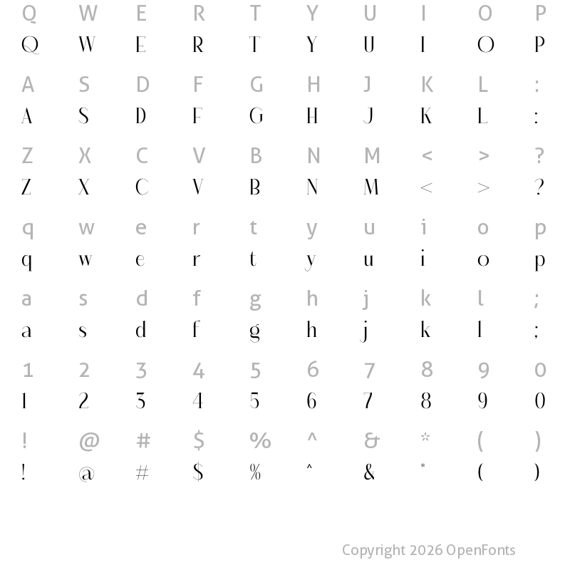 Character Map of Dagilian Regular