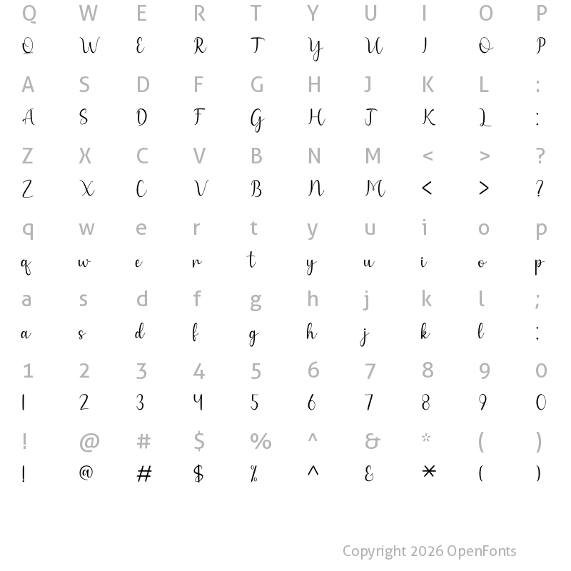 Character Map of Dahlia Regular