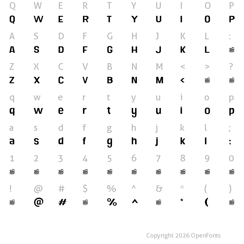 Character Map of Dahyu Personal Use Regular