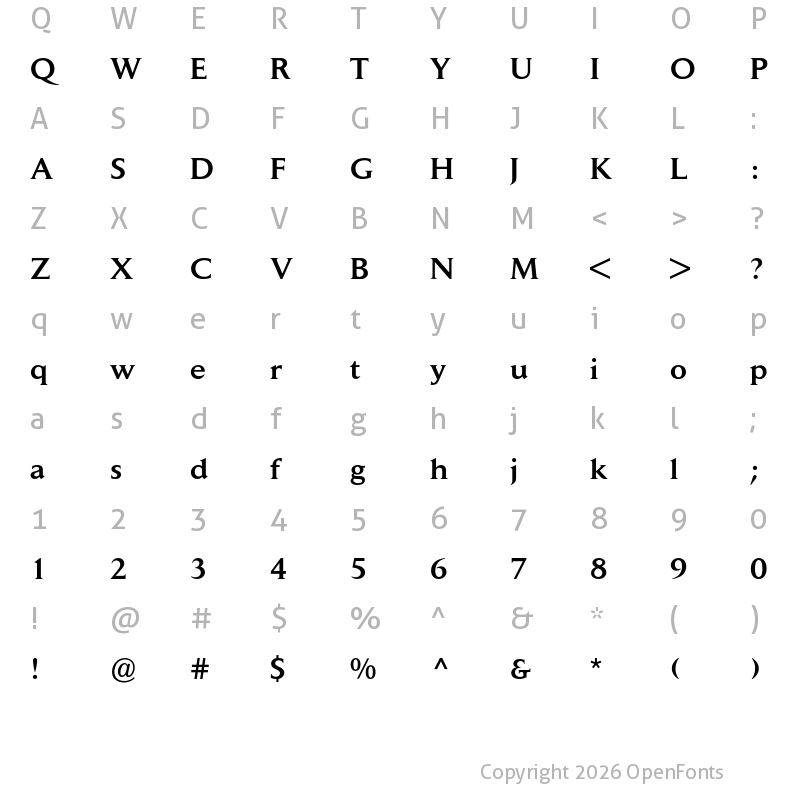 Character Map of Daily News BQ Regular