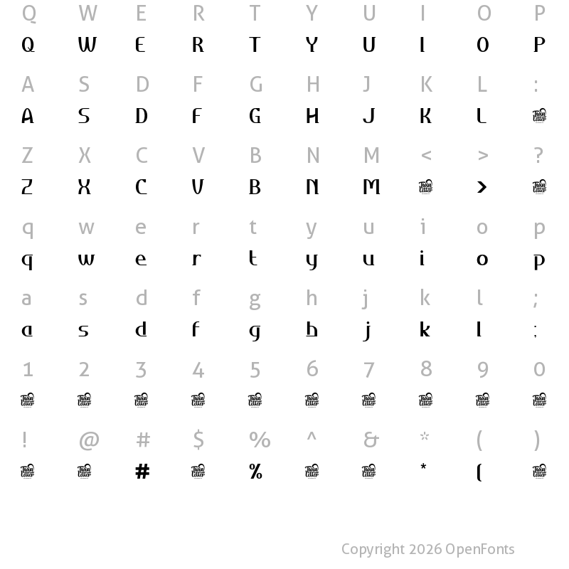 Character Map of Daimor Personal Use Bold