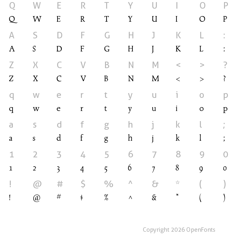 Character Map of Dair 67 Regular