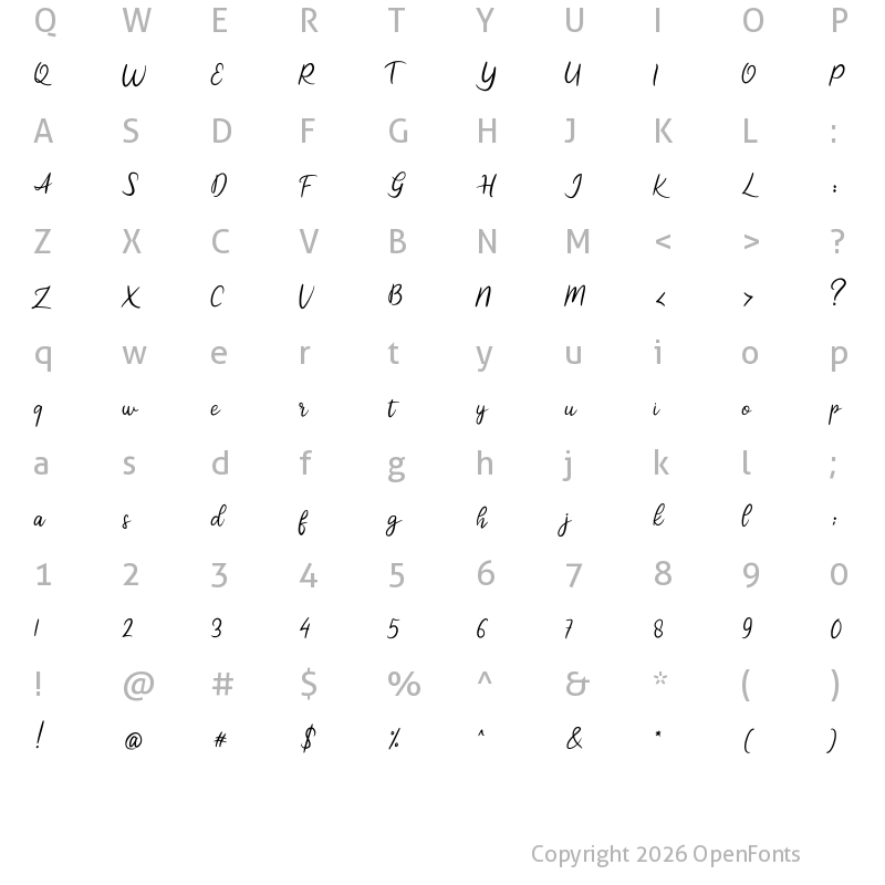 Character Map of Daitane Regular